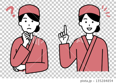 Thinking of ideas / Inspirational Japanese restaurant female clerk set 135284854