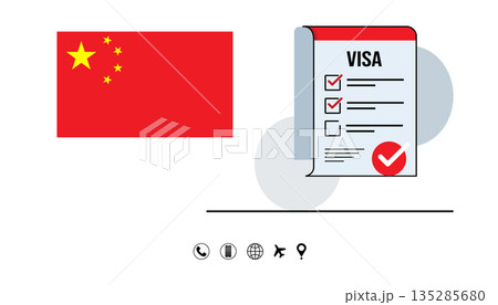 China Flag And Visa Checklist Travel Documentation Concept For Global Business And Immigration. China Flag And Visa Checklist Travel Documentation Concept For Global Business And Immigration. 135285680