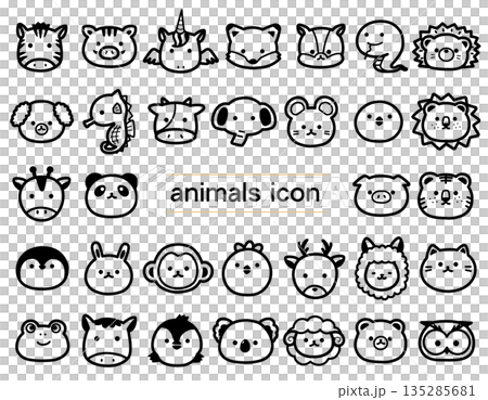 手繪可愛動物圖示集 手繪可愛動物圖示集 135285681