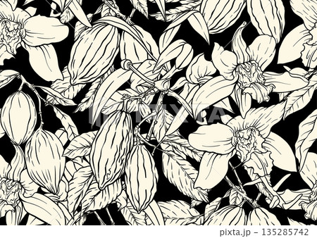Chocolate and vanilla elements seamless pattern Chocolate and vanilla elements seamless pattern 135285742
