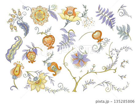 Set of vintage floral elements Set of vintage floral elements 135285806