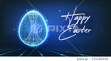 Happy Easter tech background for holiday banner 135286436