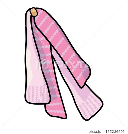 knitted warm winter Scarf hanging on hook knitted warm winter Scarf hanging on hook 135286693