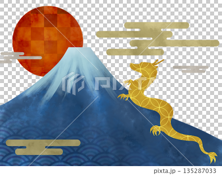 龍のおめでたい和風のお正月イラスト 龍のおめでたい和風のお正月イラスト 135287033