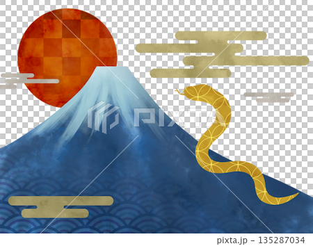Auspicious Japanese New Year illustration of a snake Auspicious Japanese New Year illustration of a snake 135287034