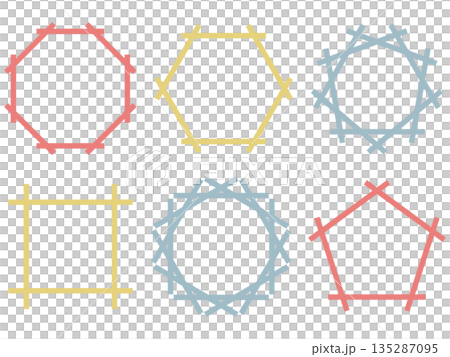 Simple Japanese-style frame set of 6 - Retro 135287095