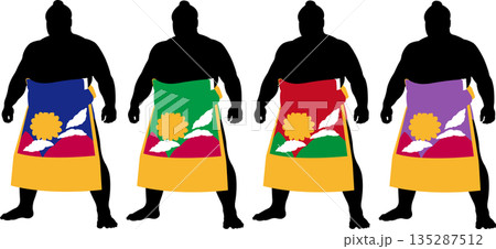 横綱の全身シルエットセット 135287512