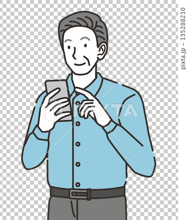 Elderly man using a smartphone 135288210