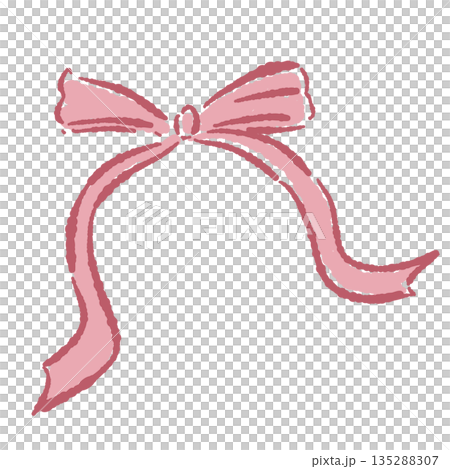 リボンの手書き風カラーイラスト素材 リボンの手書き風カラーイラスト素材 135288307