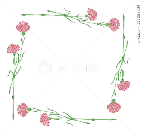 母の日のカーネーションの手書き風カラーイラスト素材 135288334