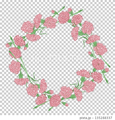 母親節康乃馨手繪彩色插畫素材 135288337
