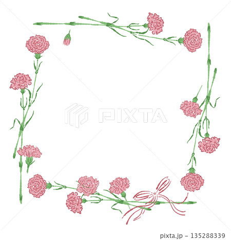 母の日のカーネーションの手書き風カラーイラスト素材 135288339