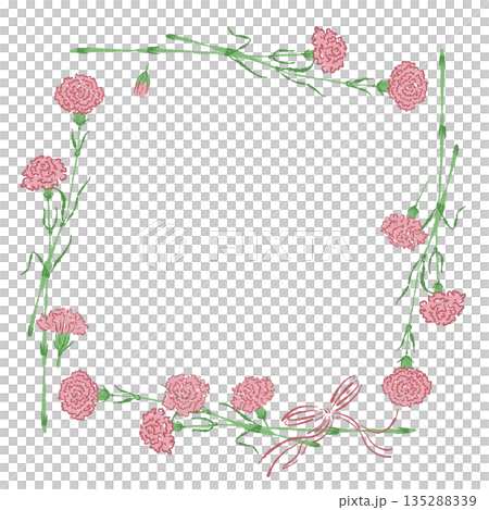 母の日のカーネーションの手書き風カラーイラスト素材 135288339