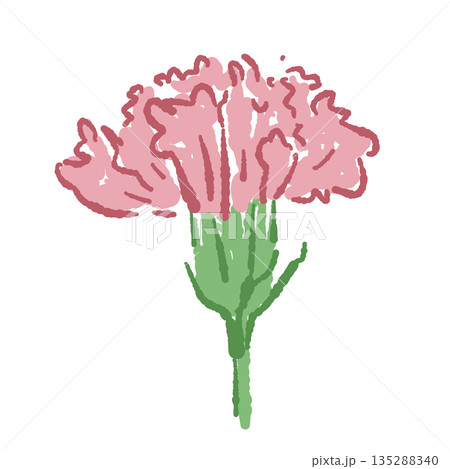 母の日のカーネーションの手書き風カラーイラスト素材 135288340