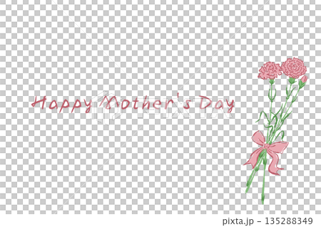 母の日のカーネーションの手書き風カラーイラスト素材 135288349