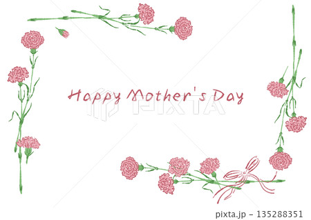 母の日のカーネーションの手書き風カラーイラスト素材 135288351