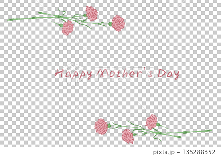 母の日のカーネーションの手書き風カラーイラスト素材 135288352