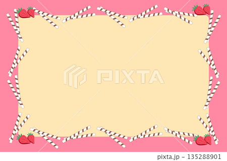Strawberry and Wafer Sticks Dessert Frame Background with Copy Space 135288901