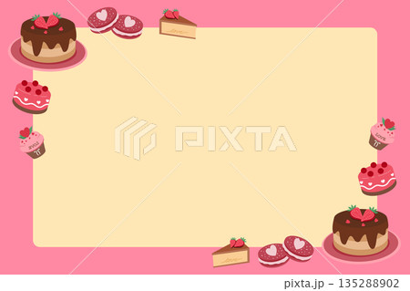 Assorted Valentine's Day Sweets and Cake Border Background 135288902