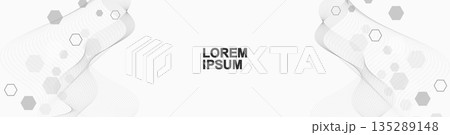 Health care or medical abstract background with hexagons, lines and dots. Scientific innovation banner template concept. Biology and pharmaceutical technology background. Vector illustration. 135289148