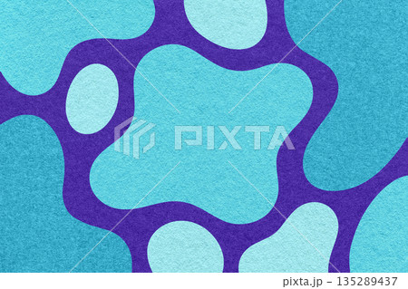 Abstract blue, turquoise and indigo background with amorphous shapes and spots, paper texture in flat organic design 135289437