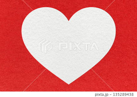 White heart on red paper texture background with copy space for Valentines Day banner, template or greeting card 135289438