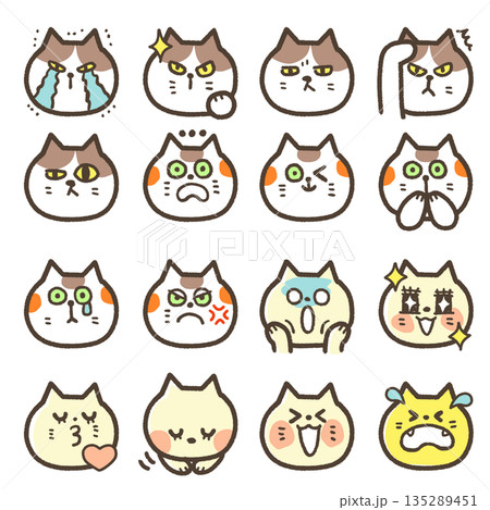 顔のみ表情セット1 　ネコ 135289451