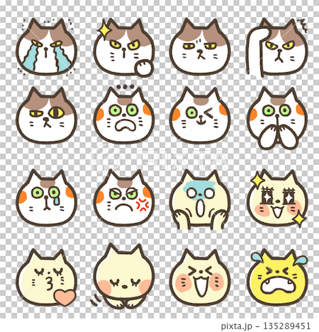 顔のみ表情セット1 　ネコ 135289451