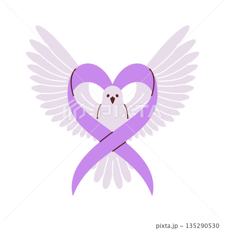 Pigeon bird and cancer ribbonのイラスト素材 [135290530] - PIXTA