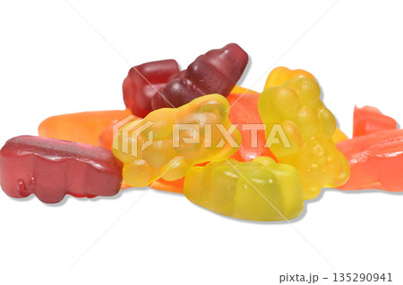 Chewing gum in the shape of bears. Chewing gum in the shape of bears. 135290941