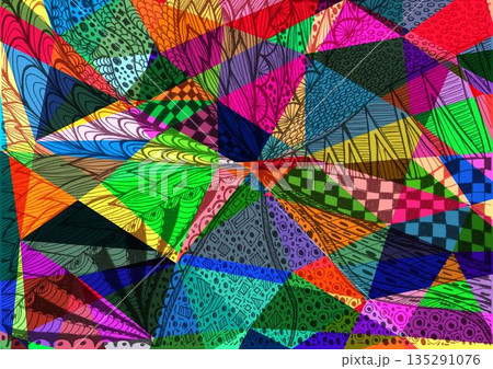 Watercolor hand drawing and geometric digital  135291076