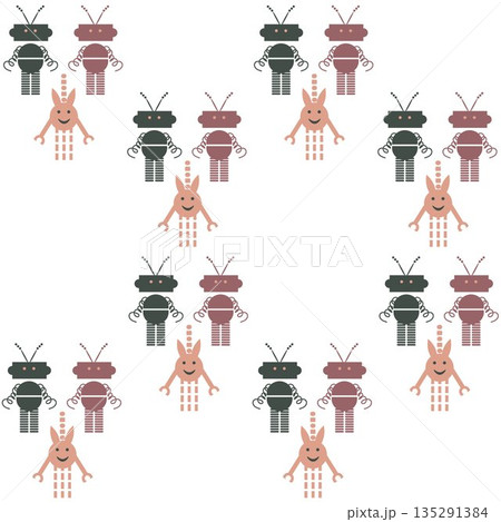Robots abstract vector seamless pattern Robots abstract vector seamless pattern 135291384
