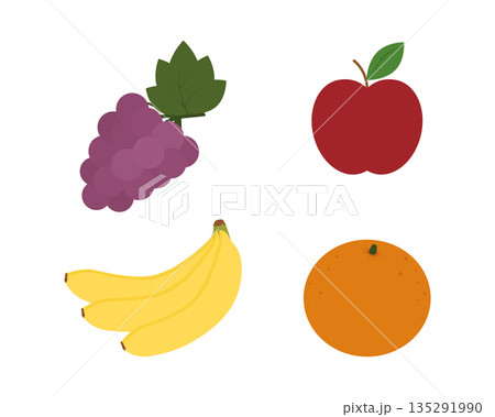 Bananas and Grape Bunch Red apple and Orange Holiday or Seasonal fruits Minimalist Flat design idea. Isolated Vector illustration Sticker Icon Pictogram Print Materials Banner, leaflets, media content Bananas and Grape Bunch Red apple and Orange Holiday or Seasonal fruits Minimalist Flat design idea. Isolated Vector illustration Sticker Icon Pictogram Print Materials Banner, leaflets, media content 135291990