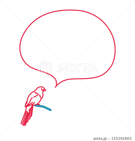 かわいいトリのふきだしのイラスト 135292663