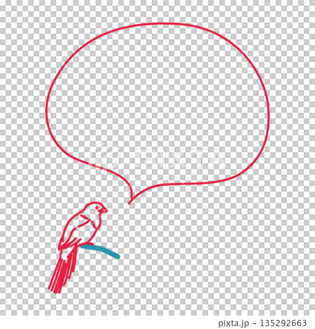 かわいいトリのふきだしのイラスト 135292663