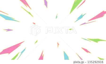 カラフルな爆発で細い線が広がるエフェクトの背景イラスト_16:9 135292916