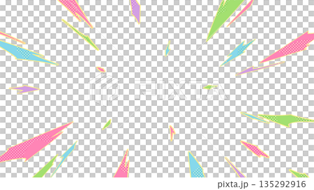 カラフルな爆発で細い線が広がるエフェクトの背景イラスト_16:9 135292916