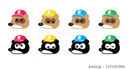 raccoon vector tanuki cap sport cartoon character icon funny japan smile puppy pet doodle symbol illustration isolated design 135292966