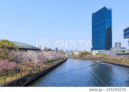 春の大阪城ホールと大阪ビジネスパーク(大阪府大阪市中央区) 135293278
