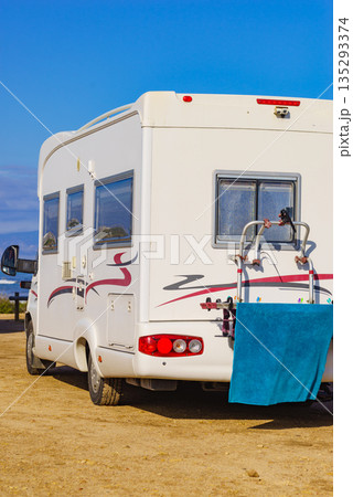 Caravan with clothes to dry 135293374