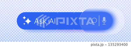 Trendy glassmorphism generative Ask AI button. Artificial intelligence concept. Web user interface element for ui ux design. Transparent button in the glass morphism style. Vector illustration. Trendy glassmorphism generative Ask AI button. Artificial intelligence concept. Web user interface element for ui ux design. Transparent button in the glass morphism style. Vector illustration. 135293400