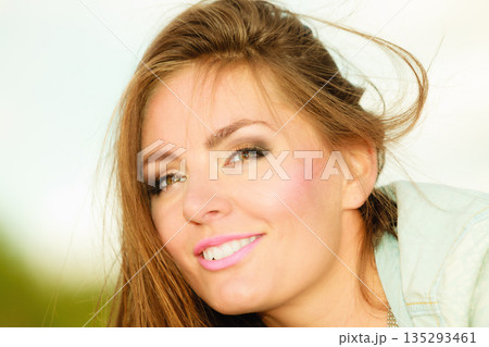 Beautiful girl long hair outdoor, portrait Beautiful girl long hair outdoor, portrait 135293461