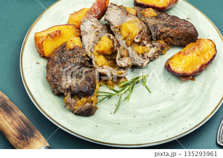 Homemade Baked Meat on Plate Homemade Baked Meat on Plate 135293961