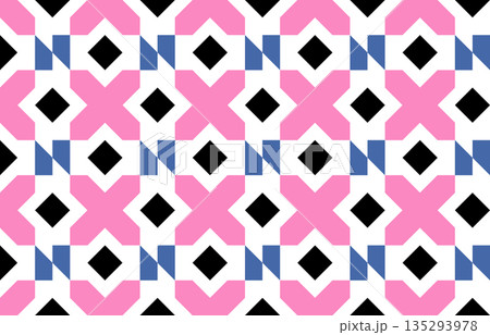 set of geometric abstract black shapes pattern poster, seamless elements collection made of triangles and squares, pixel elements form, modern design for card, invitation, wallpaper	 135293978