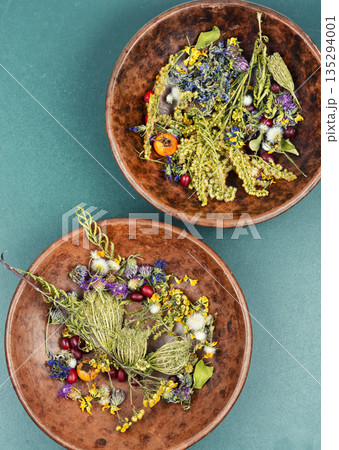 Healing herbs, natural therapy. 135294001