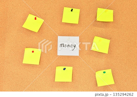 White Square Note With Word Money And Yellow Note Squares White Square Note With Word Money And Yellow Note Squares 135294262