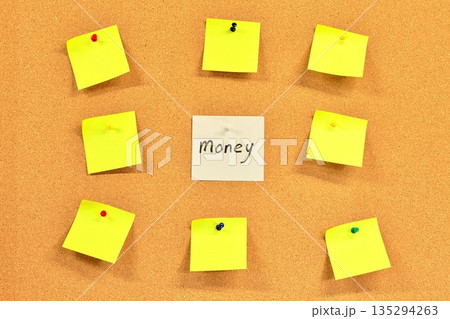 White Square Note With Word Money And Yellow Note Squares White Square Note With Word Money And Yellow Note Squares 135294263