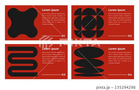 set of pink, black brutalism futuristic poster with geometric shapes pattern. stars, liquid connected dots, line shapes. elements form, modern design for card, invitation, wallpaper, poster	 135294298