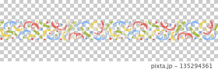 Confetti seamless watercolor multi colored border with red, green, yellow and blue random dots and ribbons. perfect for Birthday party decor, wrapping, nursery wallpaper or fabric. Hand drawn painting Confetti seamless watercolor multi colored border with red, green, yellow and blue random dots and ribbons. perfect for Birthday party decor, wrapping, nursery wallpaper or fabric. Hand drawn painting 135294361