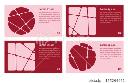 set of abstract poster background with liquid connected circle dots. metaballs pattern, abstract geometric shapes collection. Point movement flat layout template icon, frame collage for photo	 135294432